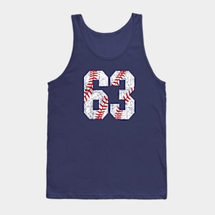 Vintage #63 Baseball Laces Baseball Mom Jersey Love Baseball Tank Top